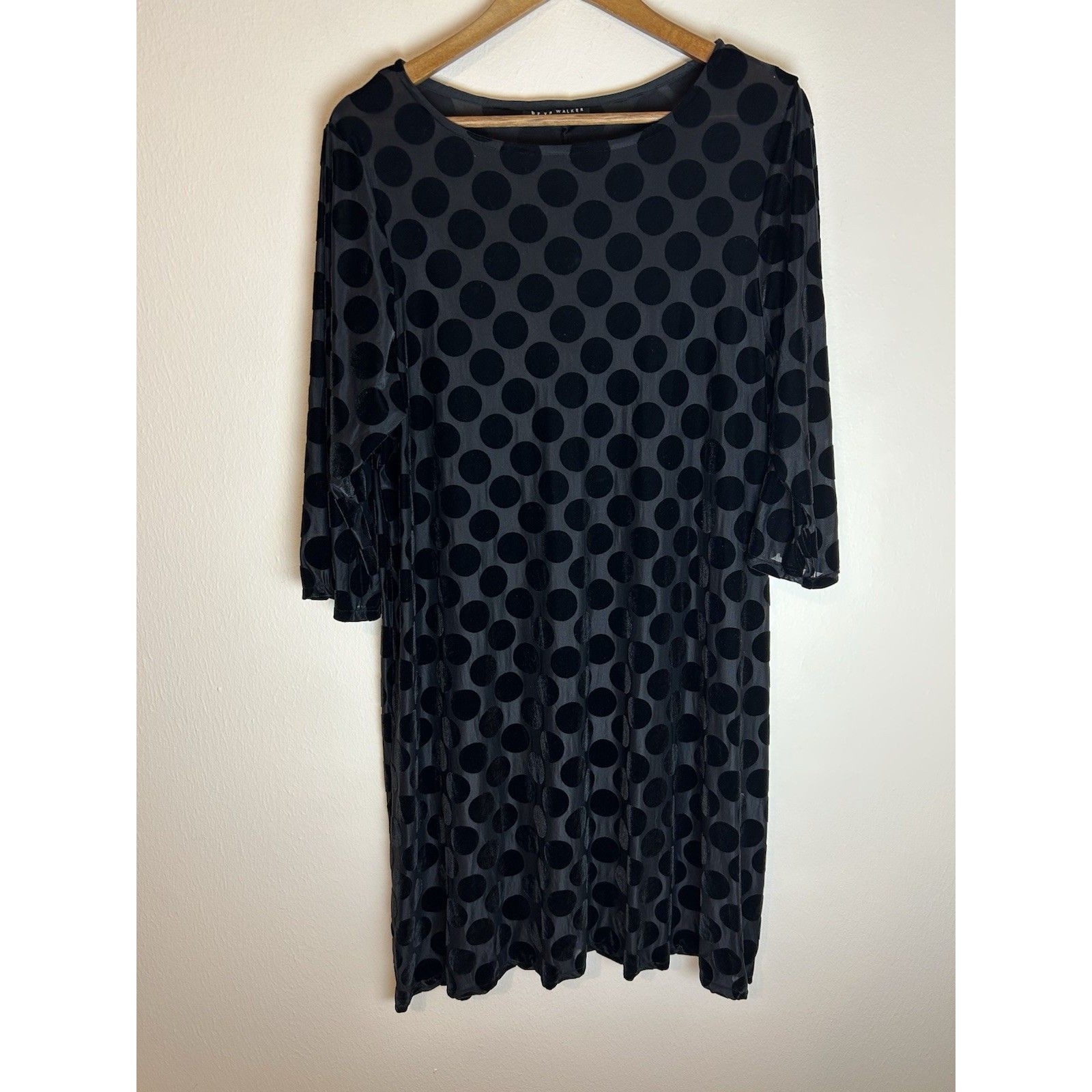 Bryn Walker Robin Black 3/4 Sleeve Mini Dress M Polka Dot Art To Wear Artsy Goth